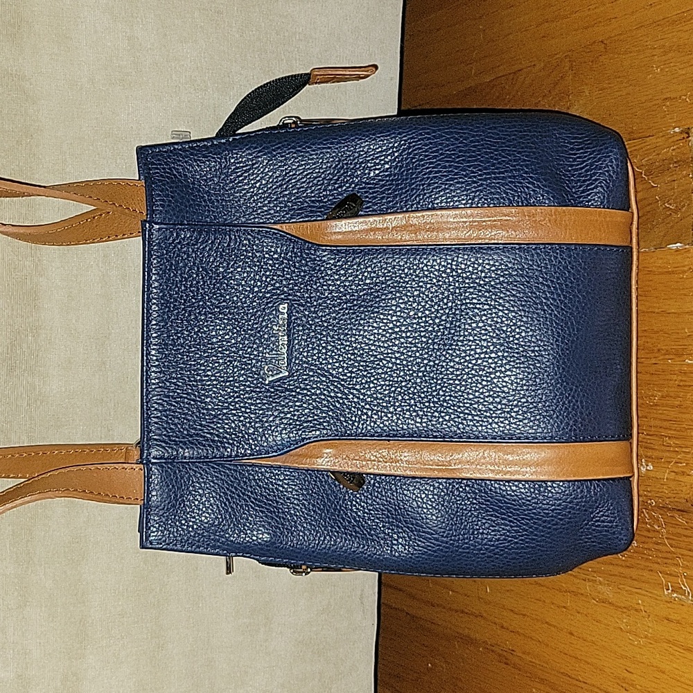 Valentina Pebbled Leather Double Zip Purse converts to Backpack